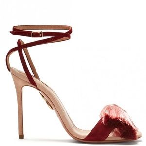 AQUAZZURA
Lotus Blossom 105 tasseled two-tone suede sandals EU 35